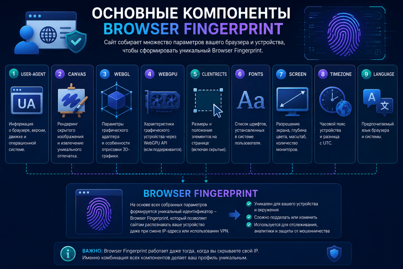 Основные компоненты Browser Fingerprint