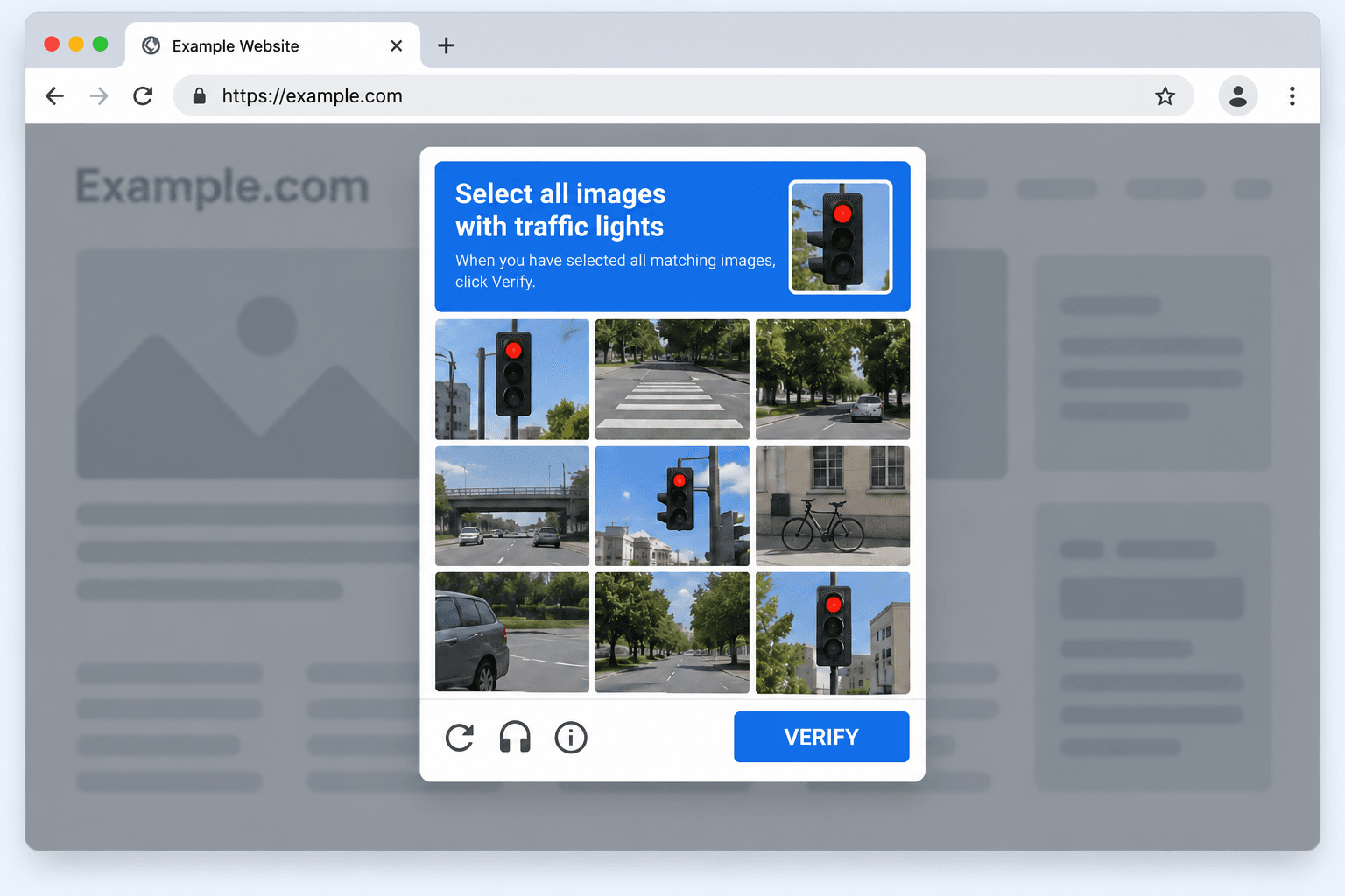 Example of a CAPTCHA appearing when opening a website
