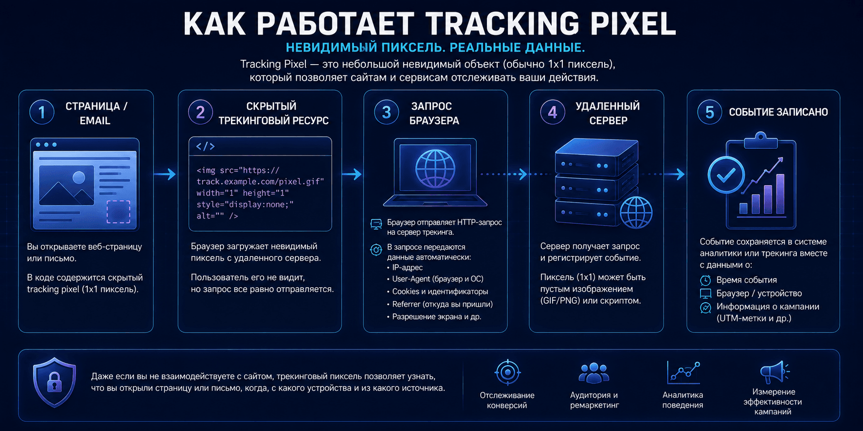 Работа Tracking Pixel от загрузки скрытого ресурса до записи события на удаленном сервере