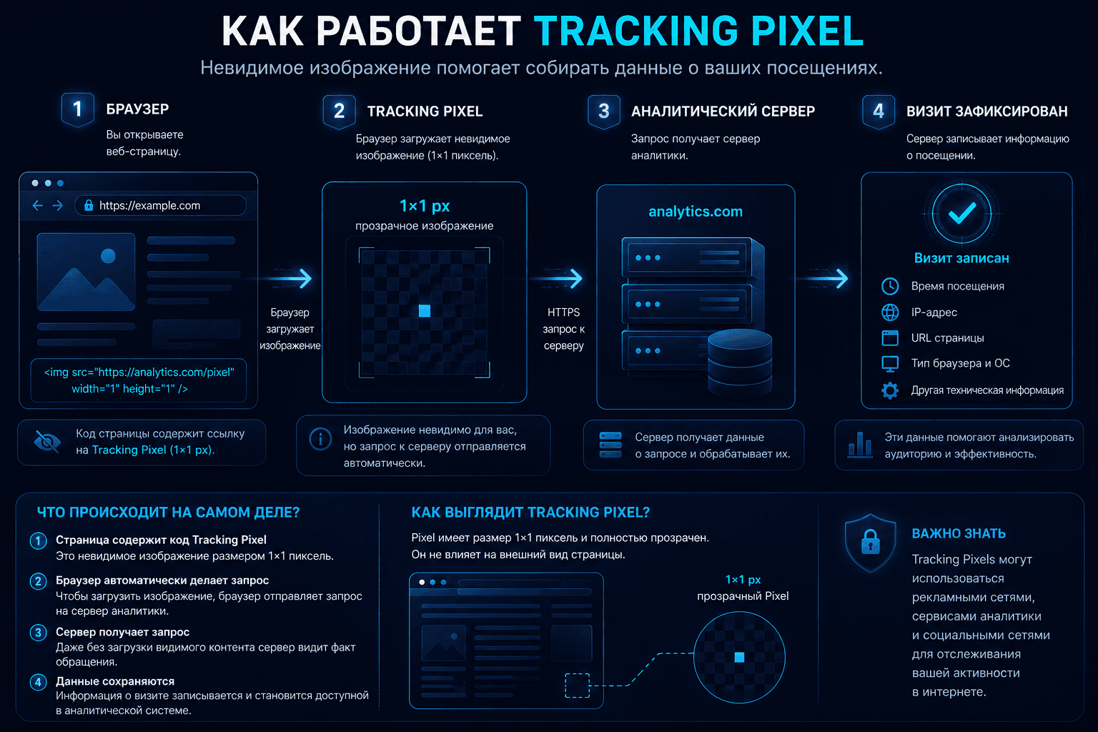 How a Tracking Pixel records a page visit