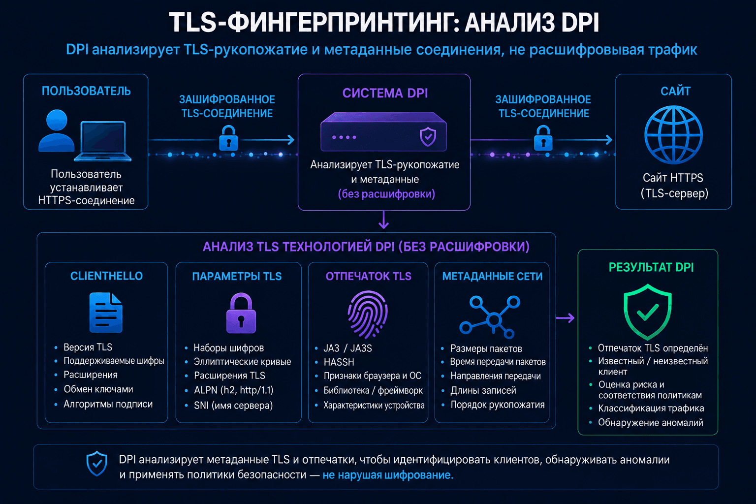 DPI-система анализирует TLS-отпечаток соединения