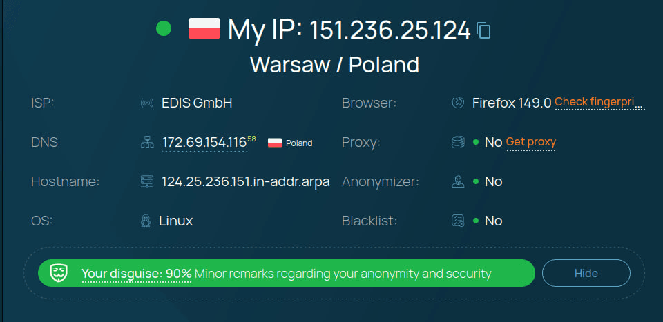 Комплексная проверка сетевых параметров после подключения VPN