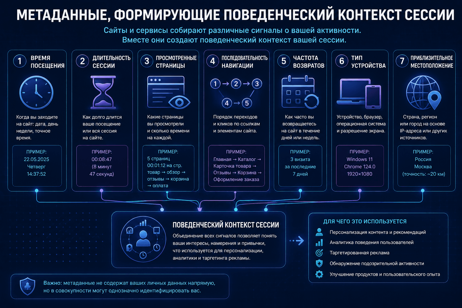 Метаданные, формирующие поведенческий контекст пользовательской сессии