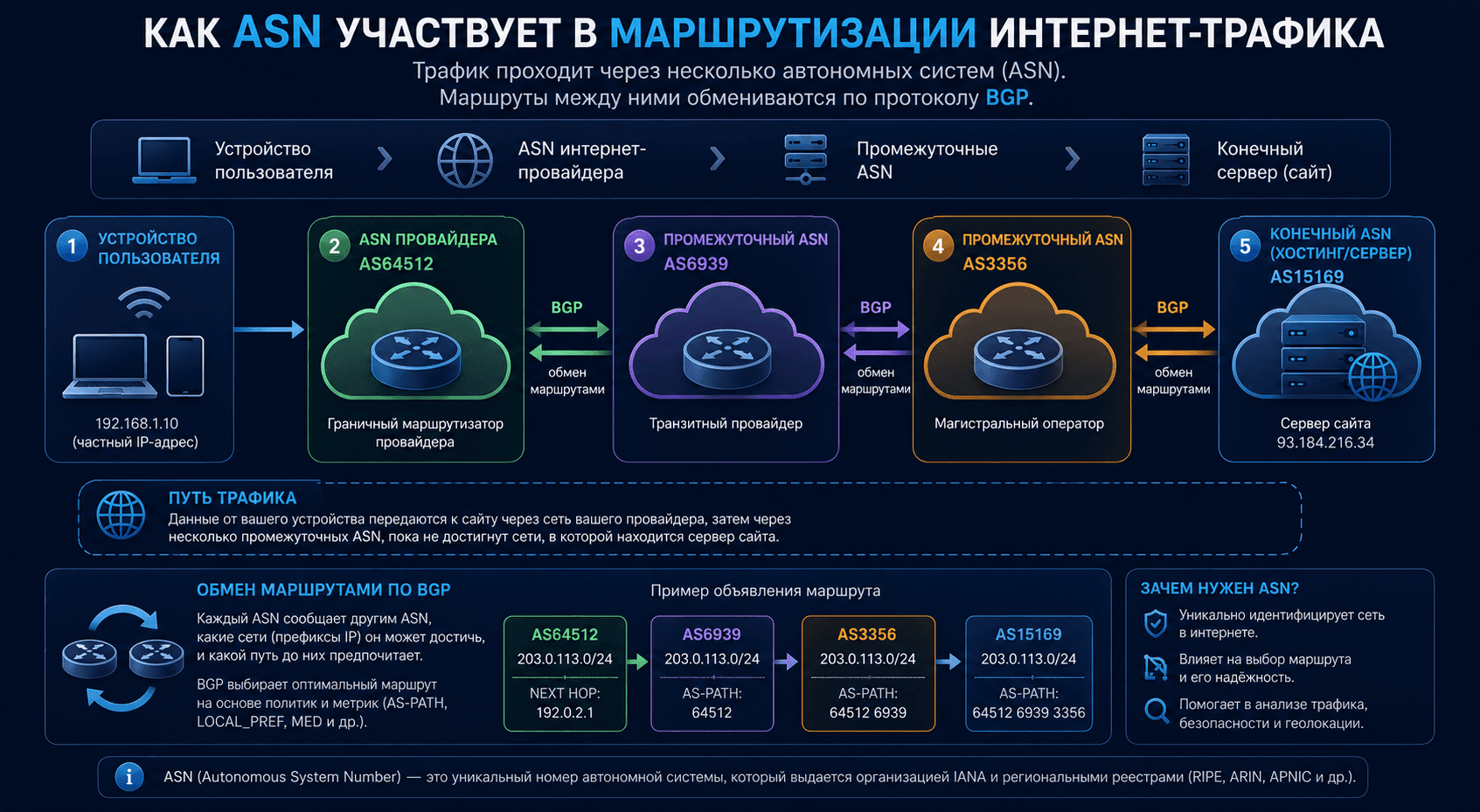 Как ASN участвует в маршрутизации интернет-трафика