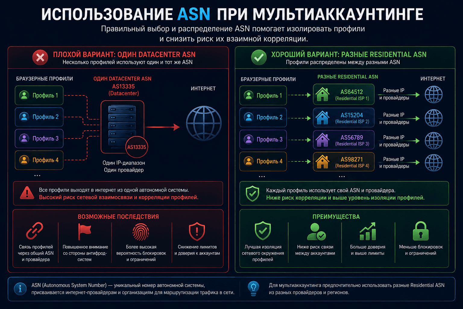 Использование ASN при мультиаккаунтинге