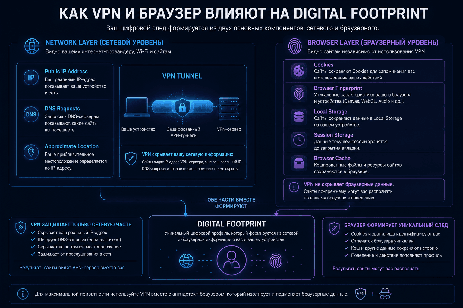 Network and browser components of a Digital Footprint