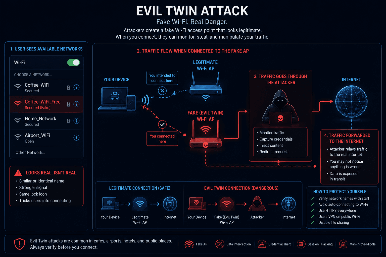 Evil Twin attack using a fake public Wi-Fi hotspot