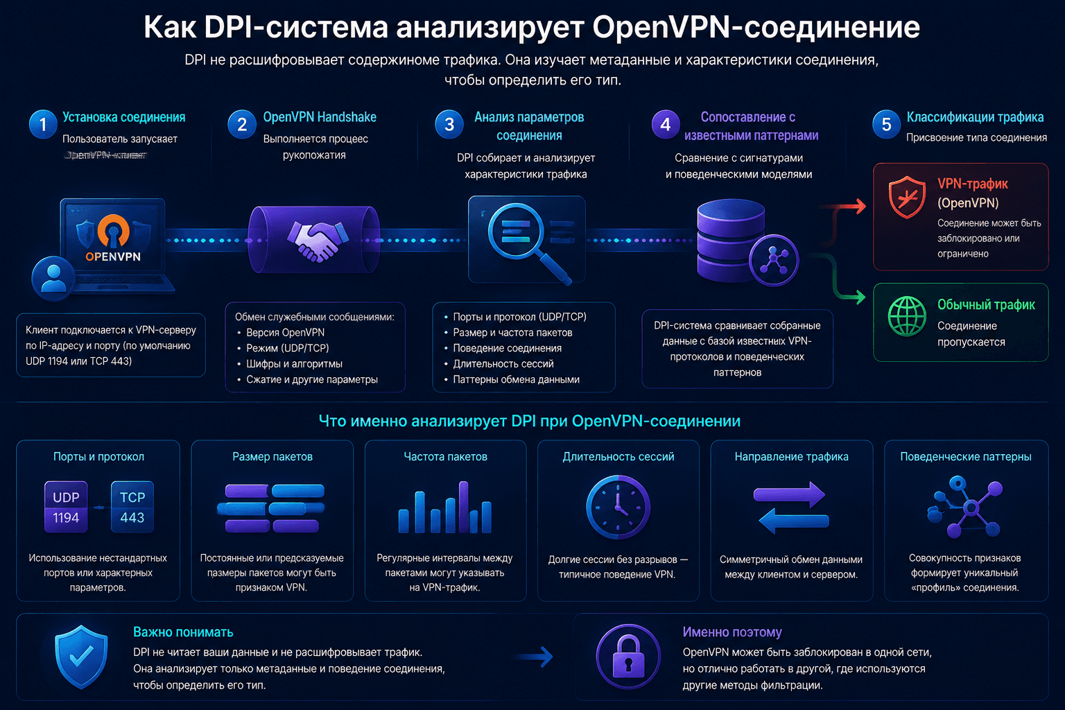 Анализ OpenVPN-соединения DPI-системой
