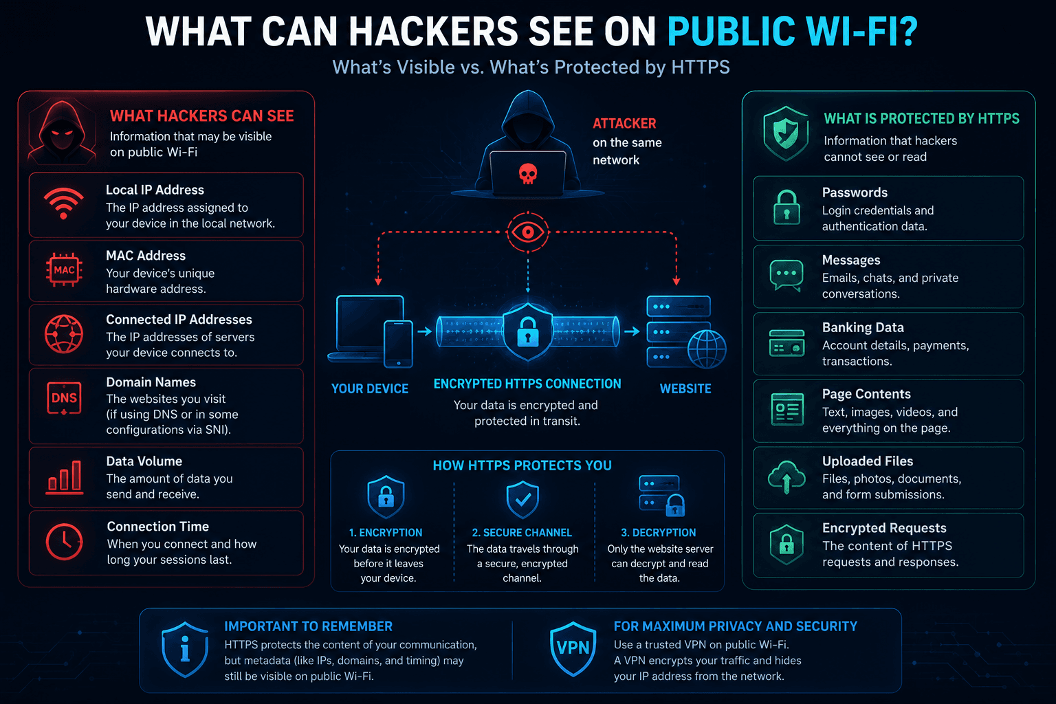 Information visible and protected on public Wi-Fi with HTTPS