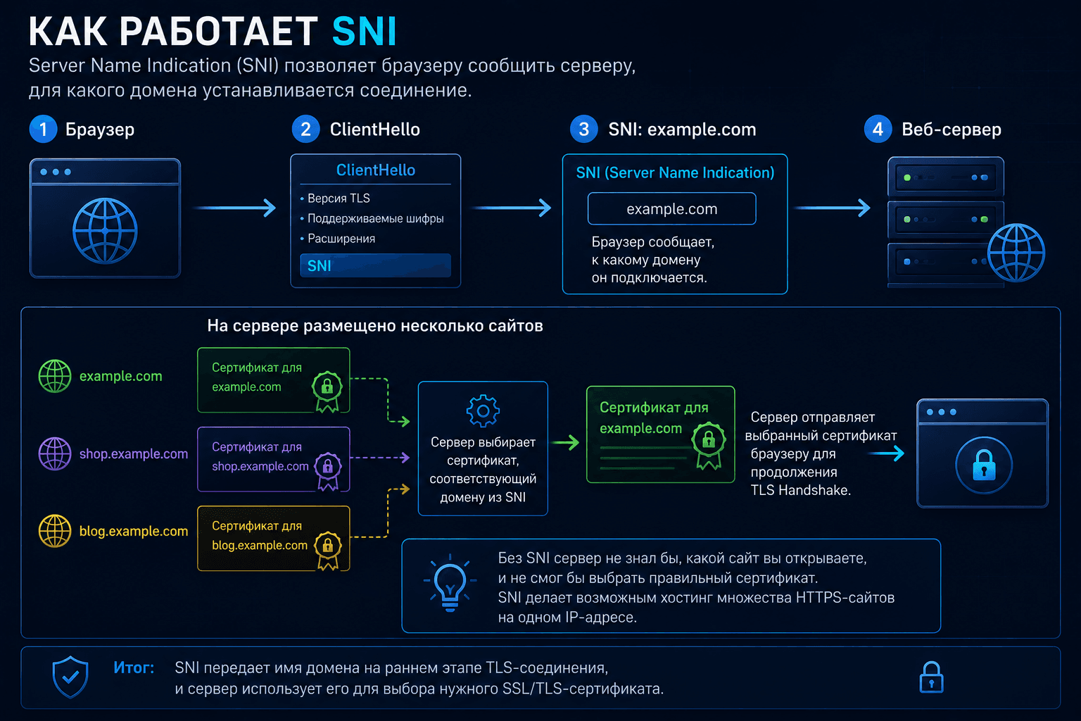 How Server Name Indication selects the correct TLS certificate