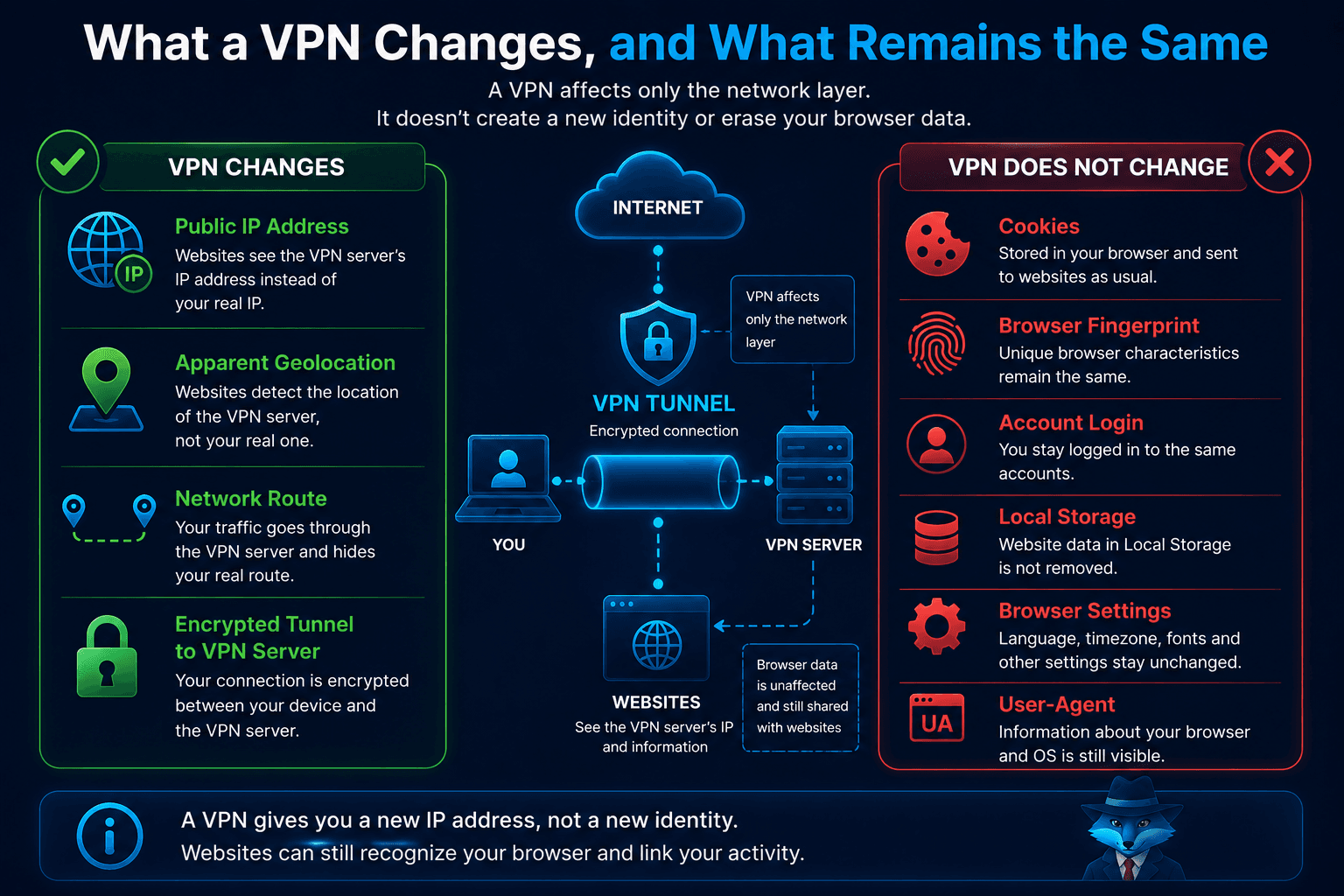 What a VPN changes and what browser data remains unchanged