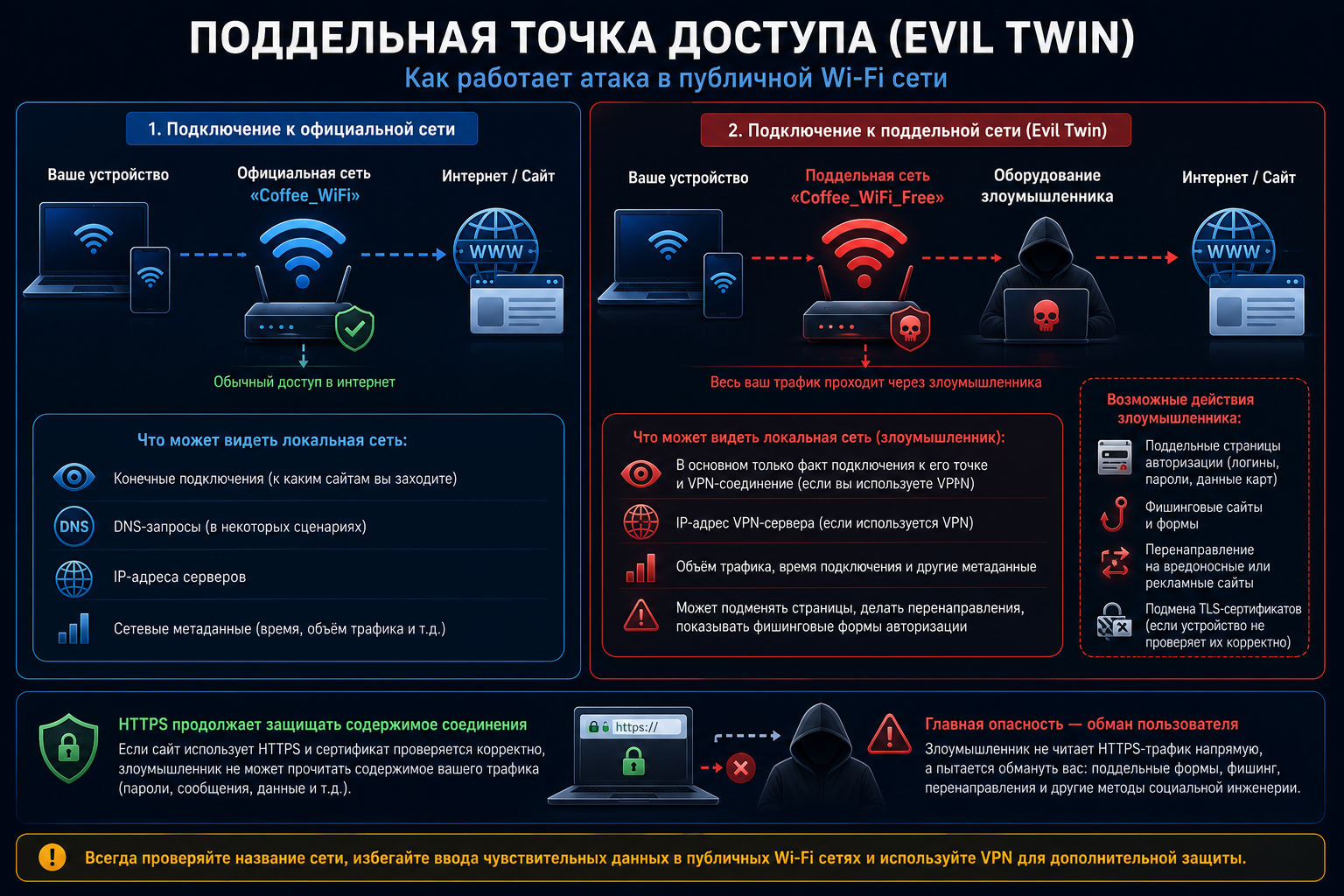 Как работает атака Evil Twin в публичной Wi-Fi сети