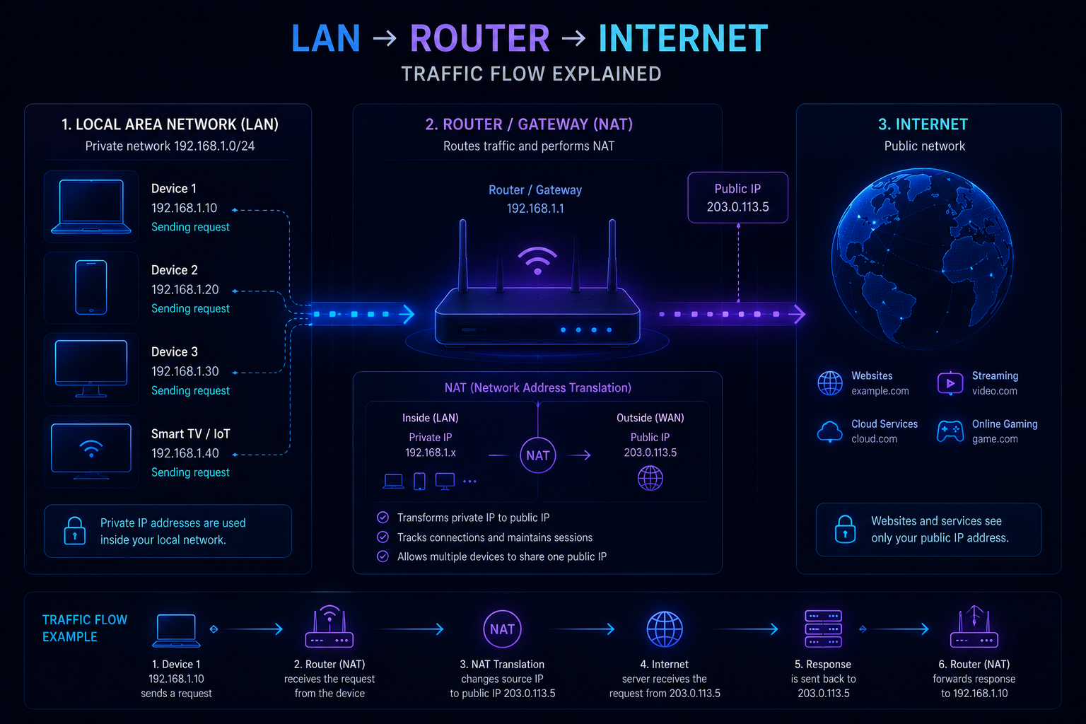 Local network traffic passing through router to the internet