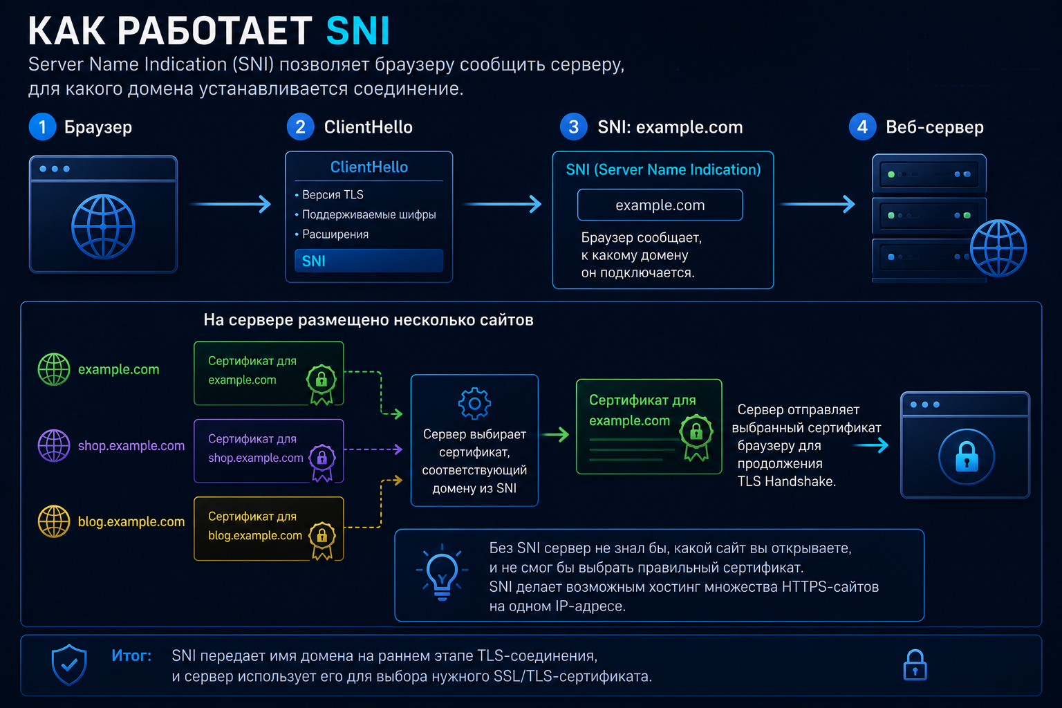 How Server Name Indication selects the correct TLS certificate